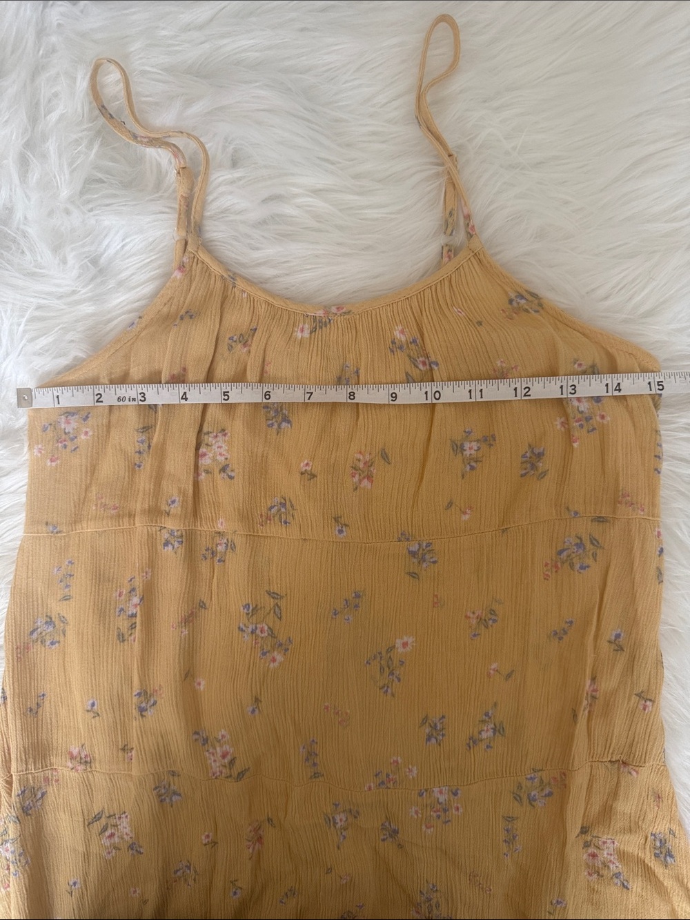 Pink Rose Yellow Floral Tiered Mini Dress Size Small Boho Cottagecore - Picture 5 of 7